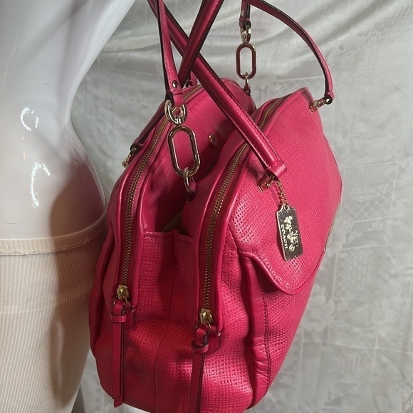 Coach 30092 Madison Embossed Leather Georgie Shoulder Satchel in Pink Ruby - Picture 9 of 16